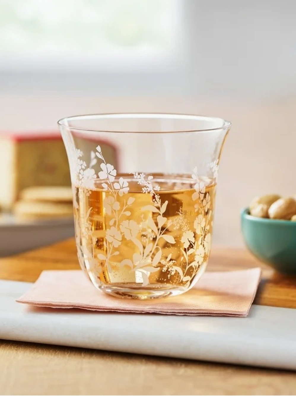 THE PIONEER WOMAN NEW 4pc daisy glass tumbler -clear